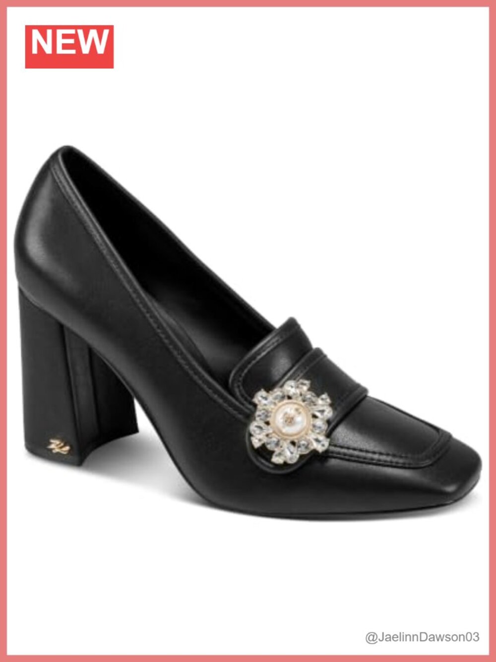 Karl Lagerfeld Savannah High Pump Pearl Crystal Embellished Block Heel